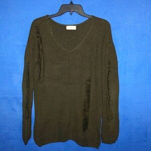 No Comment Thrashed Olive Sweater
